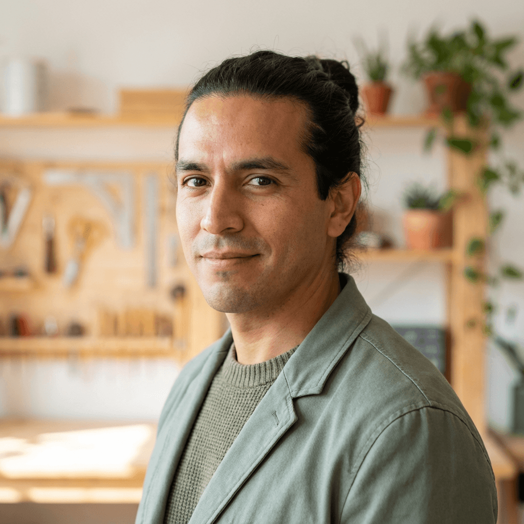 Robert Silva in his newly designed landscape space
